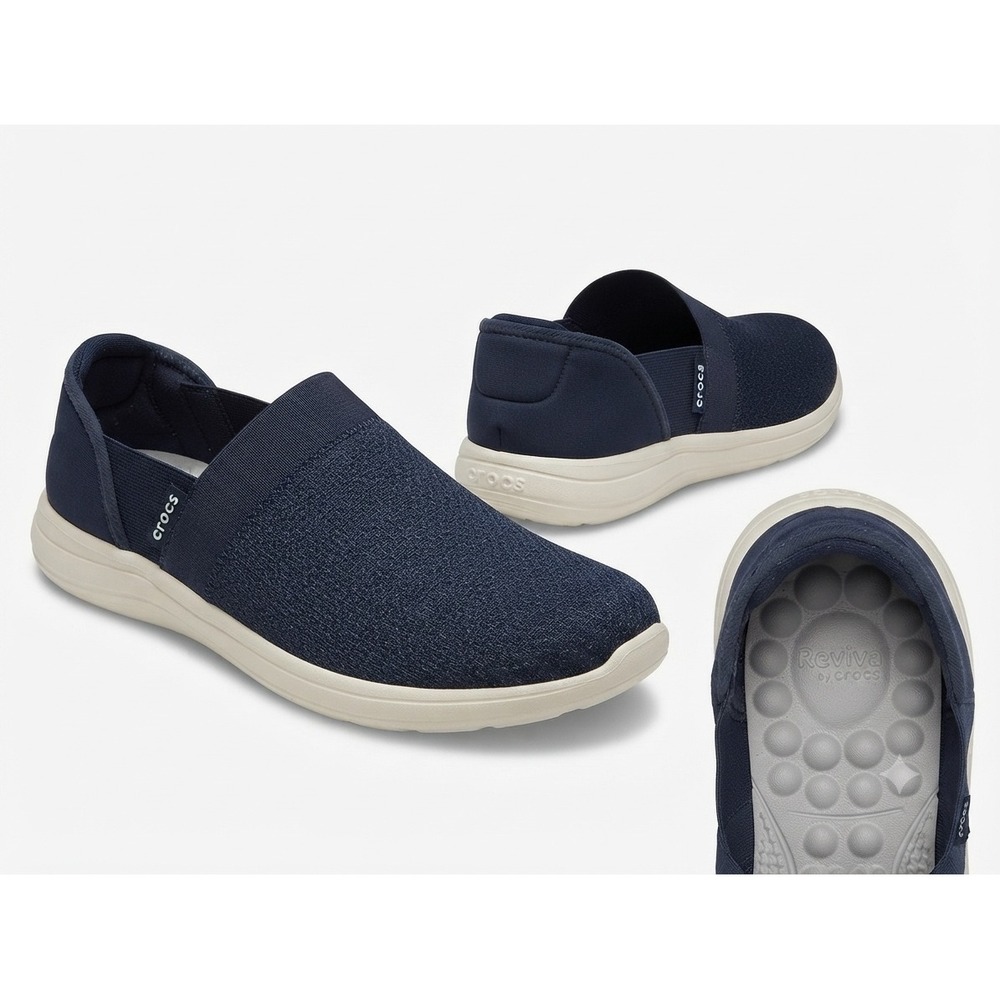 CROCS Navy Blue Mesh Slip On Sz 8 Sneakers Womens Comfort Walking Shoes